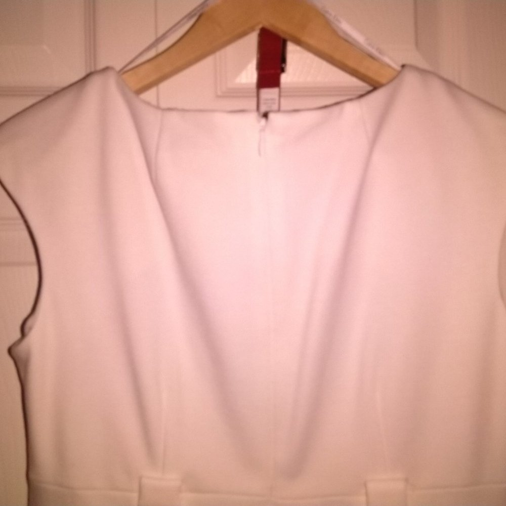 Calvin Klein White Midi Dress with Red Belt  ✨NWOT✨ - Picture 7 of 9